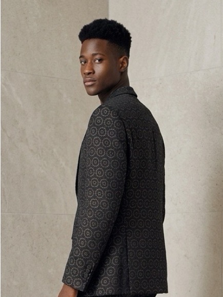 Men's Black Patterned Sport Coat Blazer